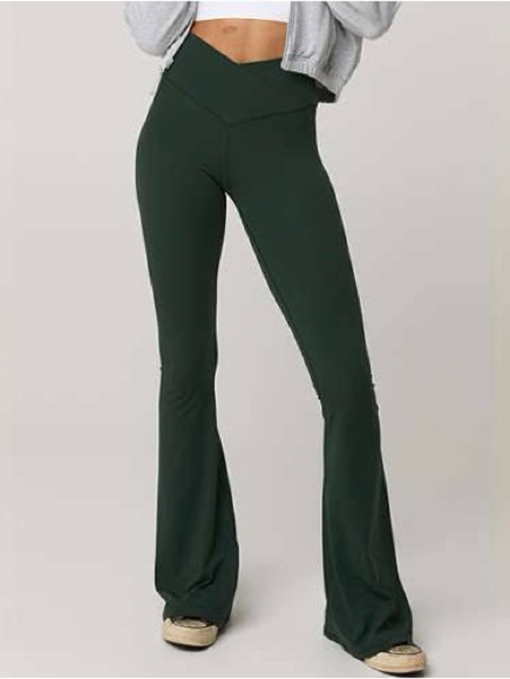 aerie Dark Green V-Waist Flare Leggings